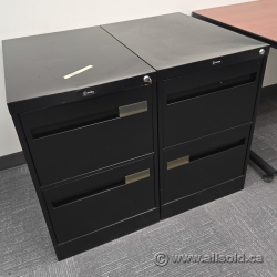Global Black 2 Drawer Vertical File Cabinet w/ Recessed Handle